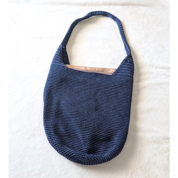 The Sak Navy Hand Crochet Hobo Shoulder Bag - Picture 1 of 7